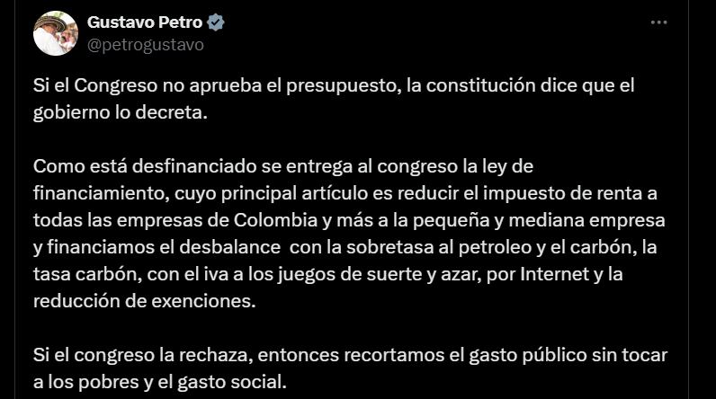 Propuesta del presidente Gustavo Petro - crédito @petrogustavo/X