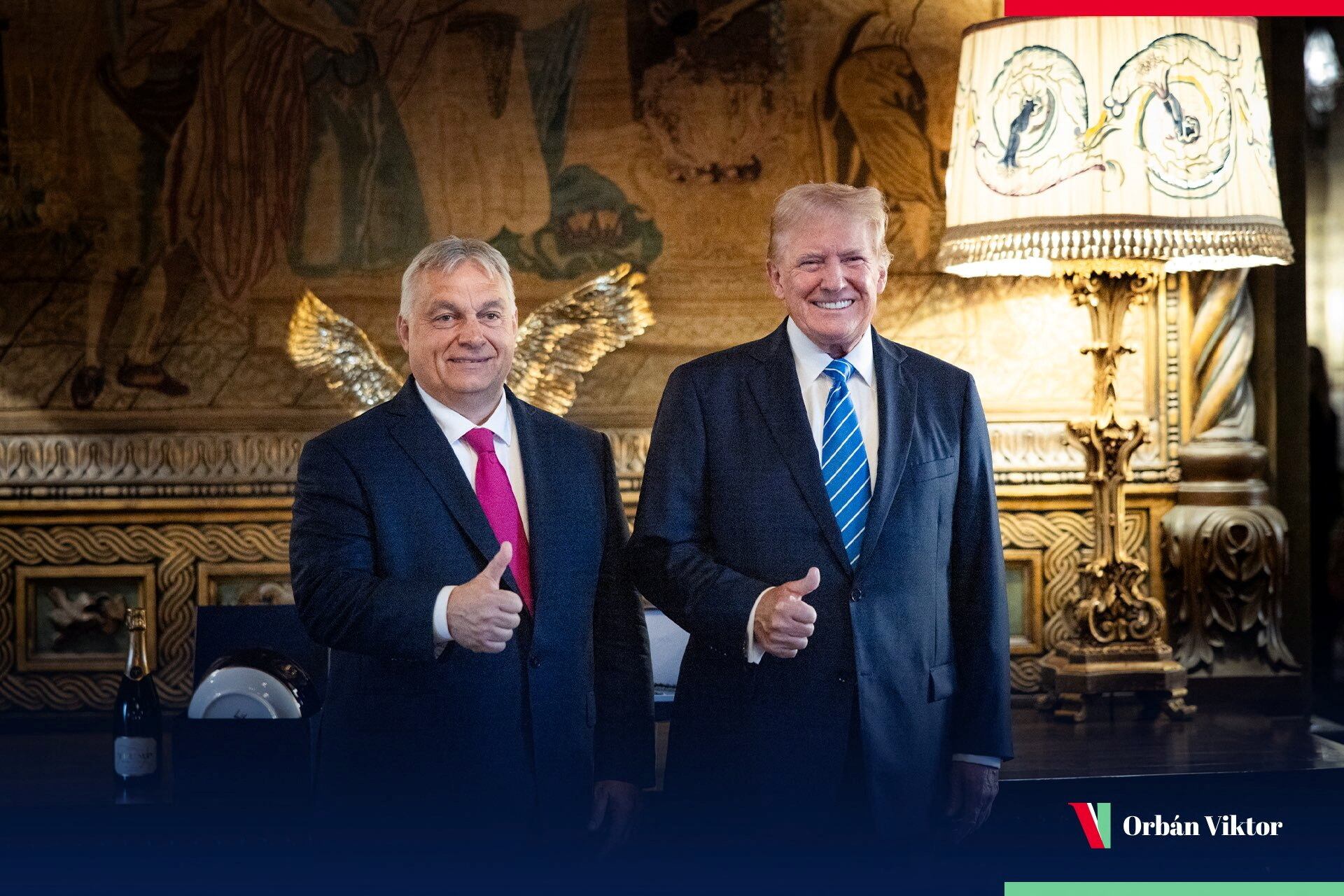 Donald Trump durante un reunión con Viktor Orban, primer ministro de Hungría, en Mar o Lago (Florida, Estados Unidos)