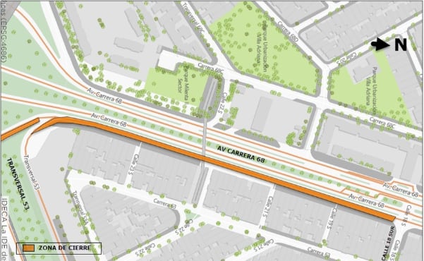 A causa a construcción de Troncal Transmilenio por la avenida carrera 68 - crédito @BogotaTransito/X