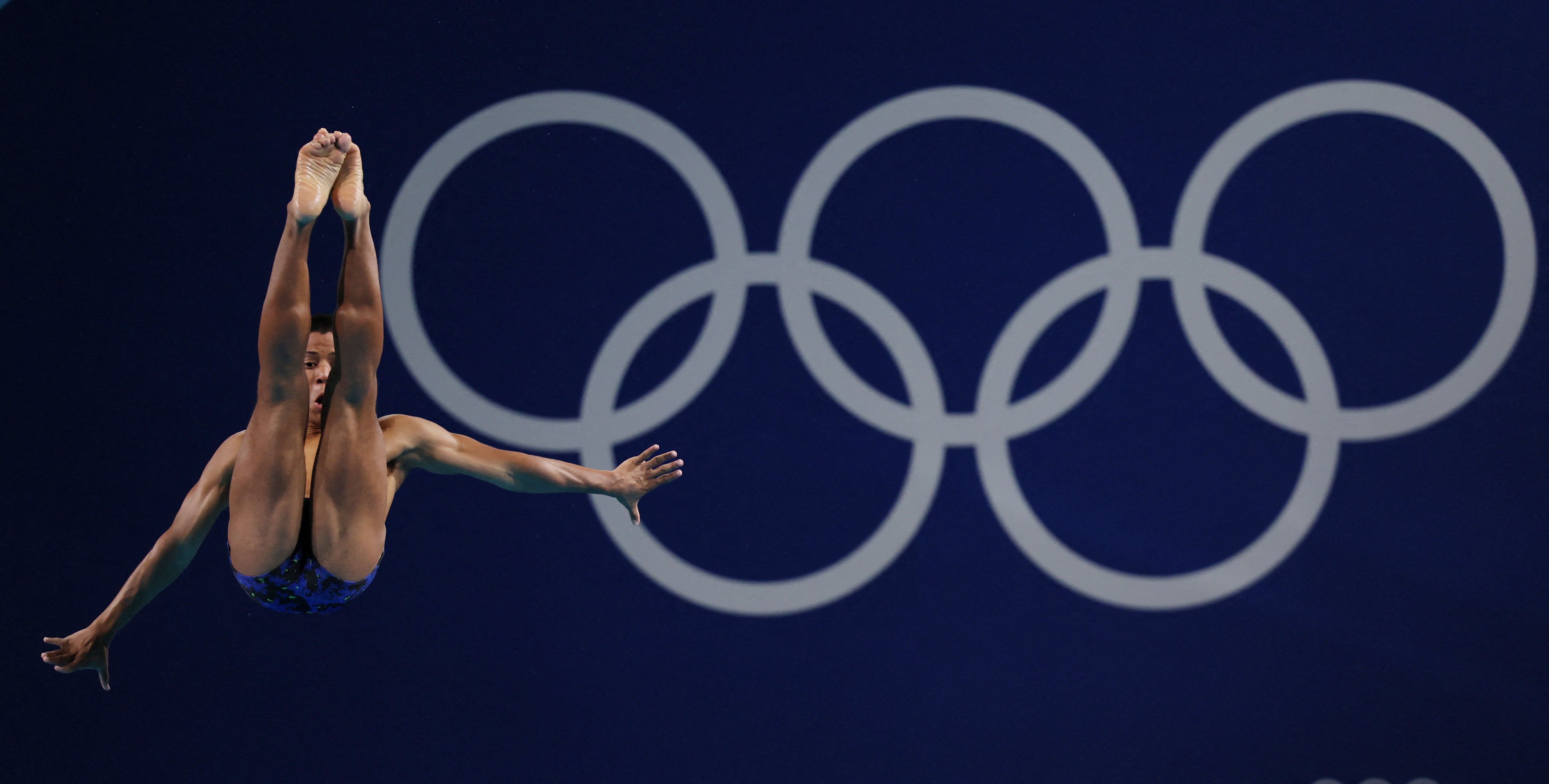 Luis Felipe Bermúdez en acción durante la modalidad trampolín en París 2024-crédito Leah Millis/REUTERS 