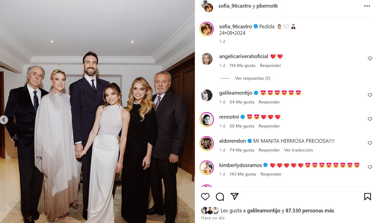 La famosa hija de ‘La Gaviota’ se casará con Pablo Bernot, un importante empresario originario de Morelos que posee una gran fortuna 
(Foto: Instagram)