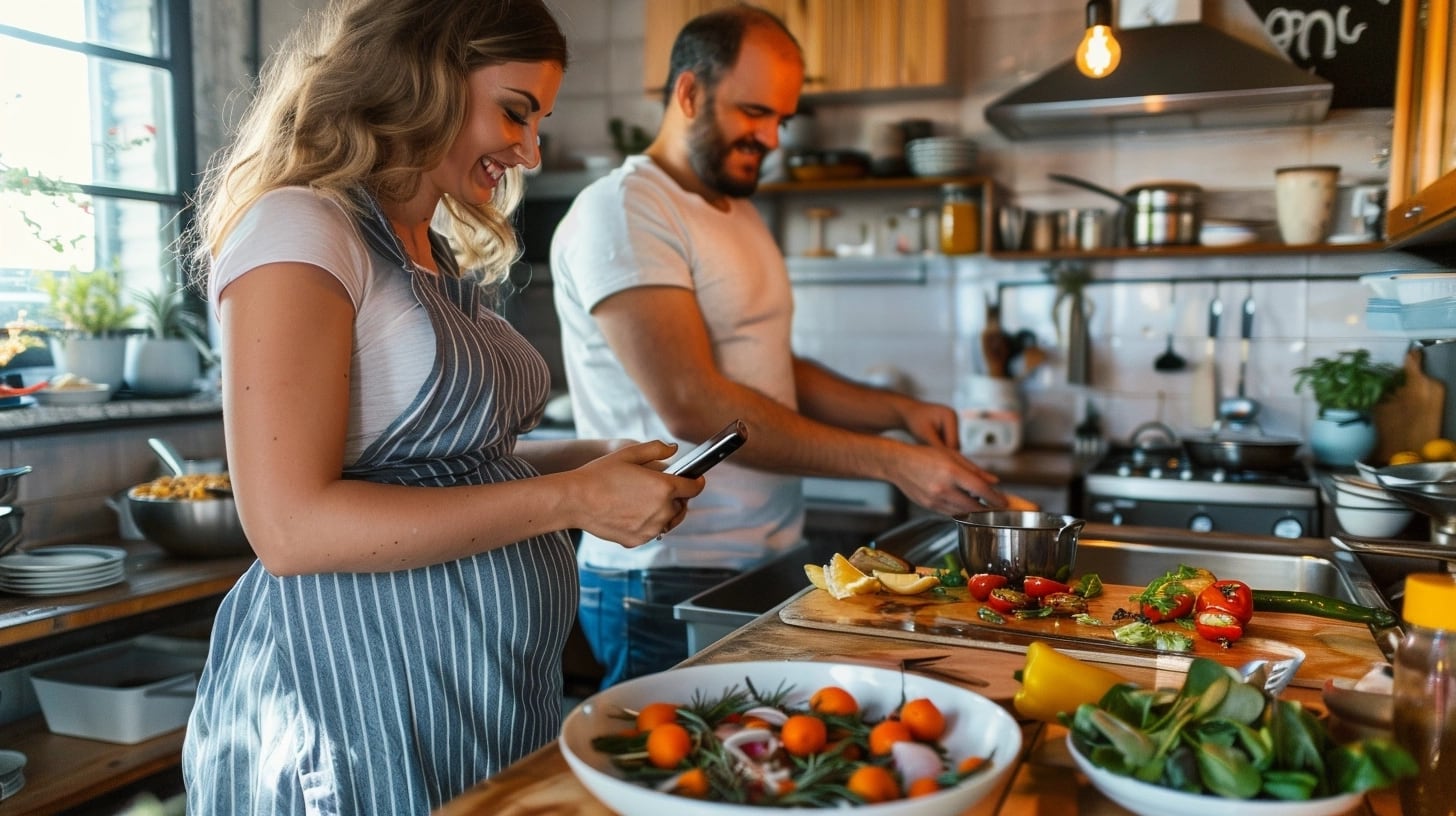 En la intimidad de su cocina, un hombre y una mujer de mediana edad comparten risas y cariño mientras cocinan juntos. Este momento refleja no solo su amor y dedicación mutua, sino también la profundidad de su relación a través de los años. La escena ilustra la belleza de la vida compartida y el enriquecimiento de los vínculos afectivos mediante actividades comunes. (Imagen ilustrativa Infobae)