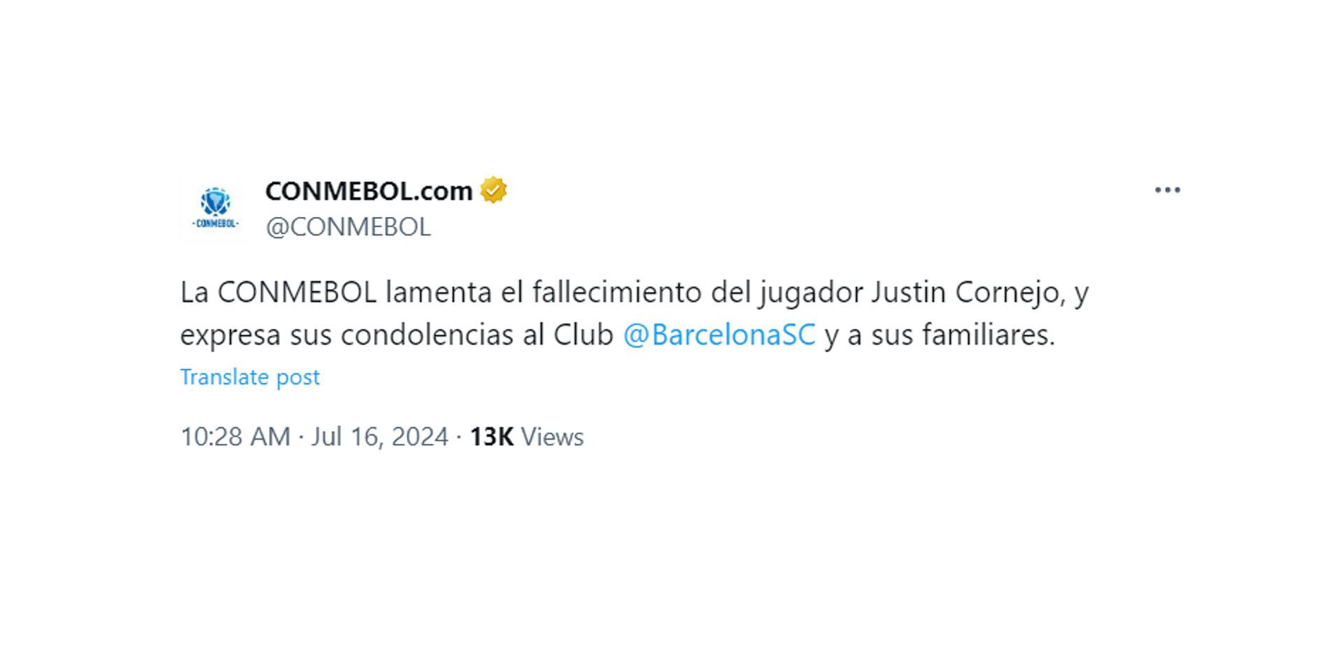 Los comunicados por lo sucedido con Justin Cornejo