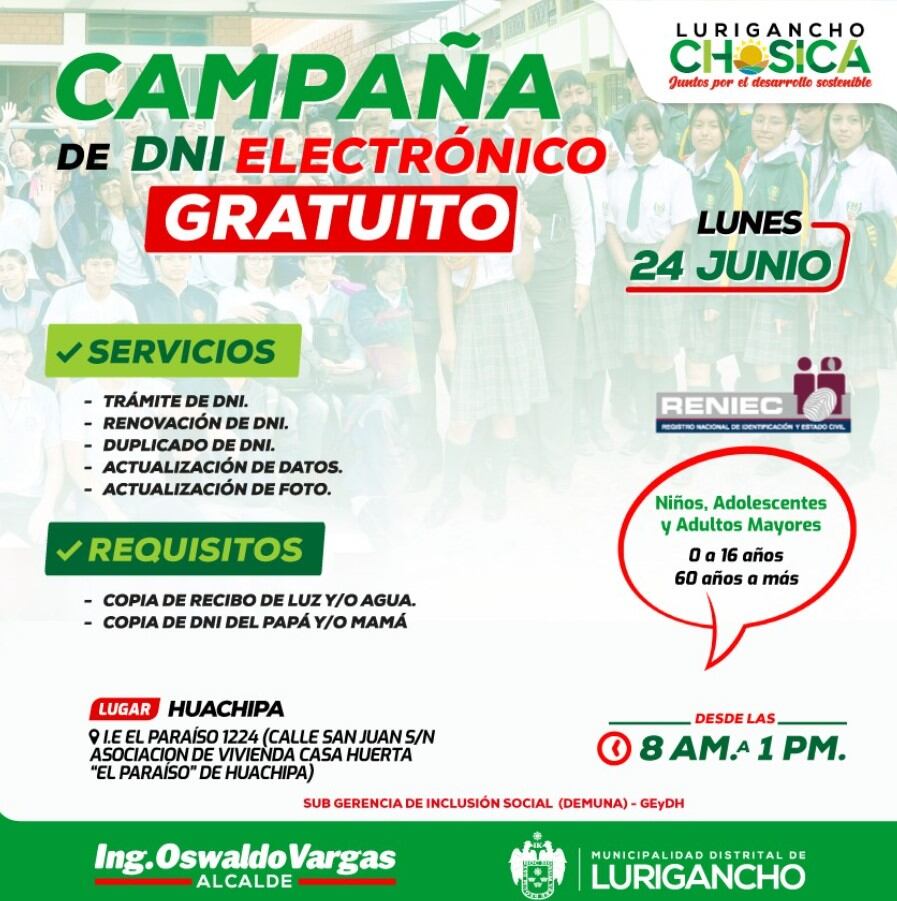 DNI electrónico campaña en Lurigancho-Chosica