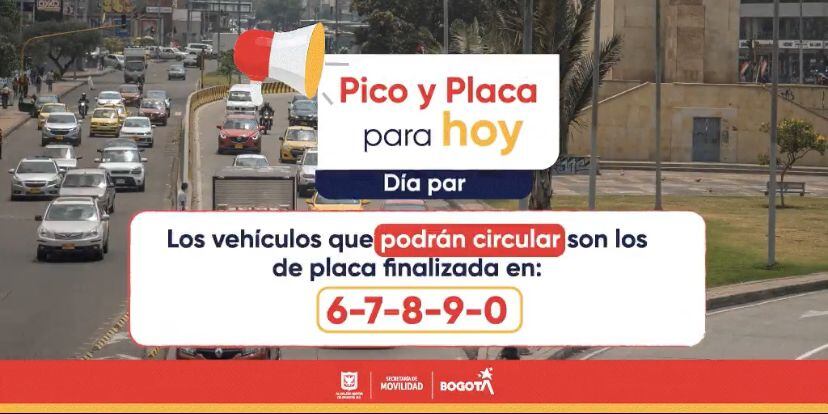 Este es le Pico y placa en Bogotá el 22 de julio de 2024