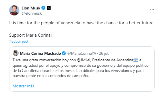 Elon Musk María Corina Machado