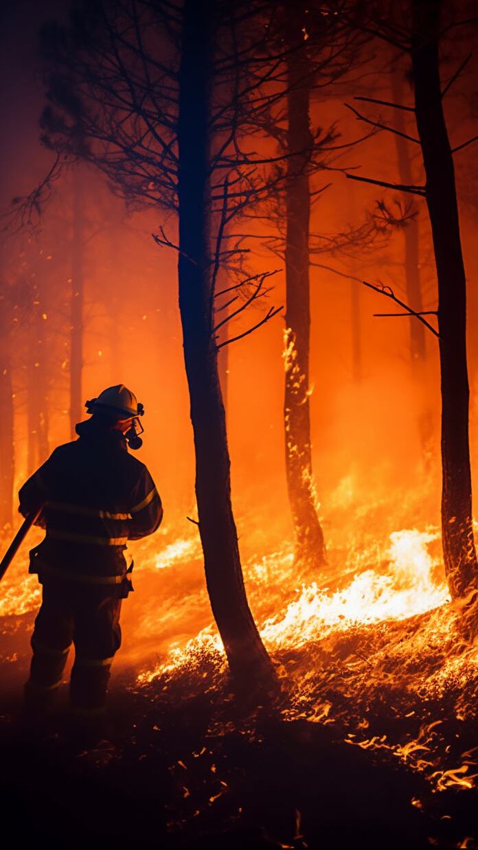 bombero, incendio forestal, Córdoba, planeta Tierra, Argentina, fuego, manguera - Imagen Ilustrativa Infobae