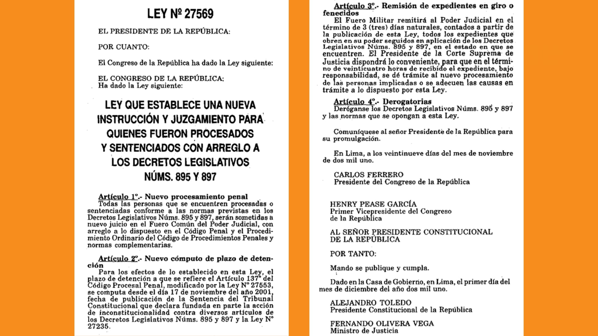 La ley de terrorismo especial fue derogada en el año 2001 y las personas procesadas y sentenciadas por ella, tuvieron que pasar por un nuevo proceso de juicio en el Fuero Común del Poder Judicial. (Foto: Composición - Infobae/Renato Silva)