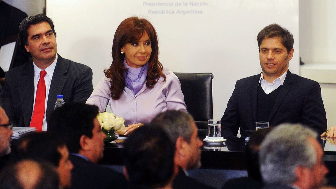 Jorge Capitanich, Cristina Kirchner y Axel Kicillof