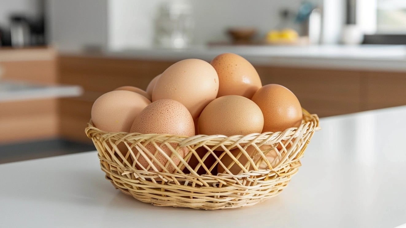 Huevos en canasta, símbolo de salud y nutrición esenciales en la dieta diaria. Estos elementos básicos en la cocina aportan proteínas y son vitales para una alimentación balanceada, reflejando su valor tanto en calidad como en economía. Palabras clave: salud y nutrición, dieta diaria, elementos básicos, aporte proteico, alimentación balanceada, valor económico, calidad alimentaria, indispensables en cocina, contribución nutricional, eficiencia de costos. (Imagen ilustrativa Infobae)