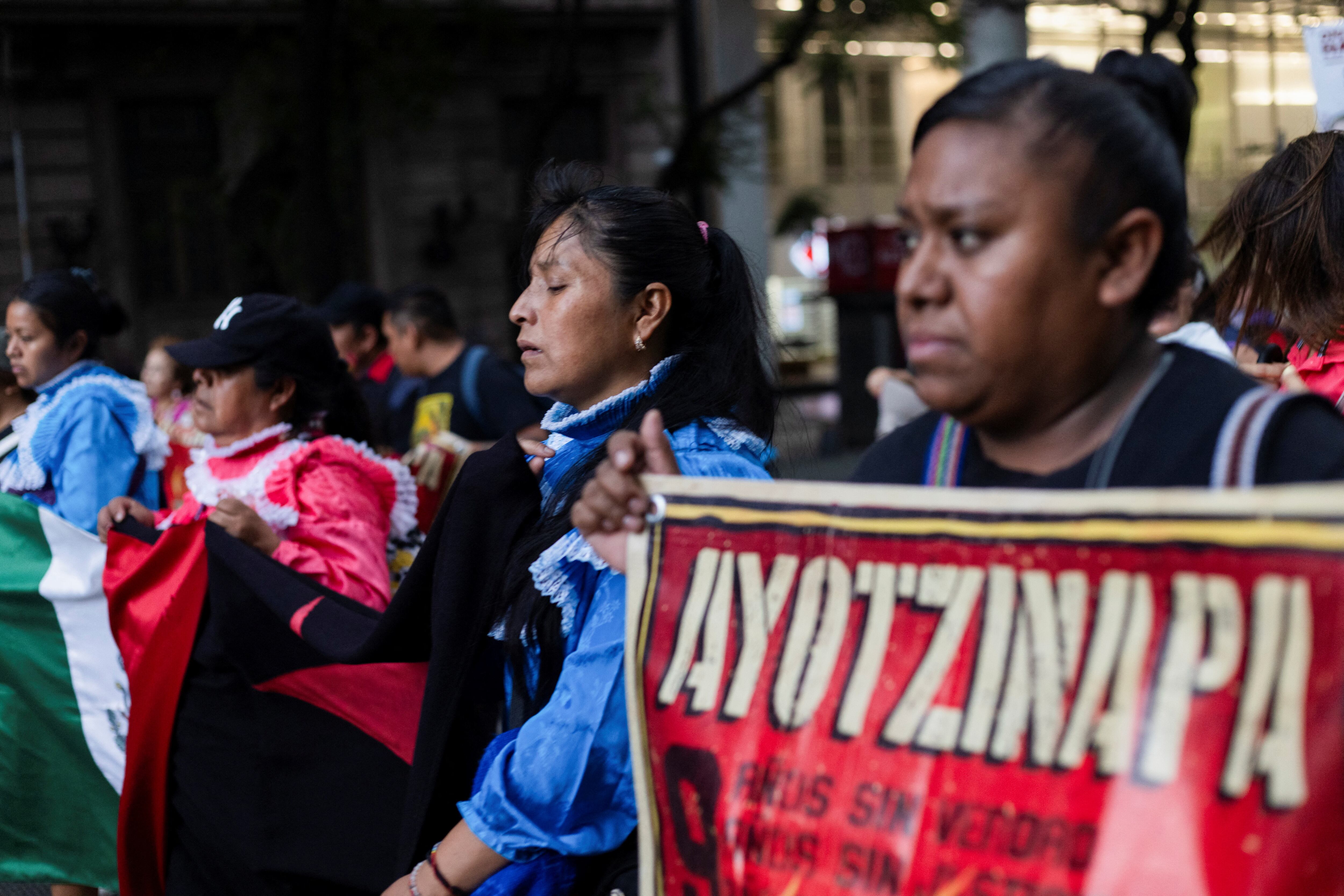 Students of Ayotzinapa along with relatives march to demand justice for the missing students from Ayotzinapa Teacher Training College, in Mexico City, Mexico, May 26, 2024. REUTERS/Quetzalli Nicte-Ha