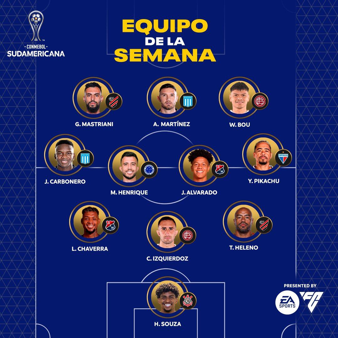 Leyser Chaverra, Jaime Alvarado y Johan Carbonero son los colombianos que están en este selecto once-crédito @Sudamericana/X