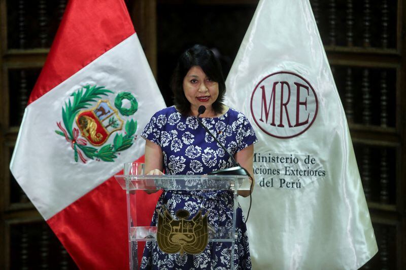 Ex ministra de Relaciones Exteriores de Perú, Ana Cecilia Gervasi, en una conferencia de prensa, en Lima, Perú. 20 de diciembre de 2022. REUTERS/Sebastián Castañeda