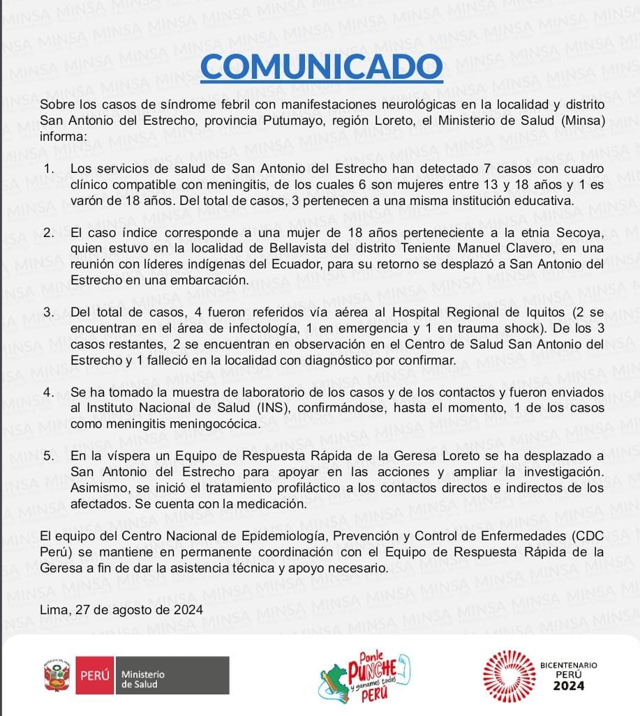 Comunicado del Minsa.