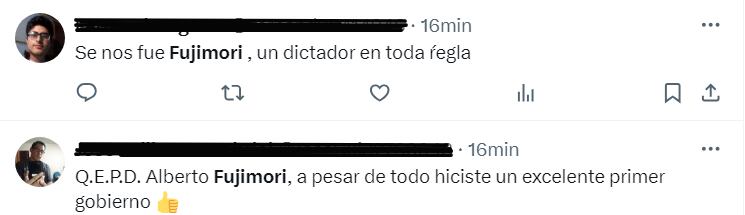 Usuarios de las redes sociales reaccionan a muerte de Alberto Fujimori.