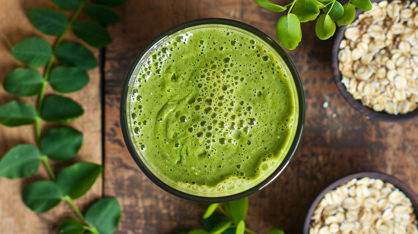 Licuado de moringa y avena, bebida saludable, combinación nutritiva, superalimentos, fibra y vitaminas, antioxidantes y proteínas, licuado energético, receta de desayuno, bienestar natural, licuado de superalimentos, moringa y avena juntos, bebida nutritiva - (Imagen Ilustrativa Infobae)