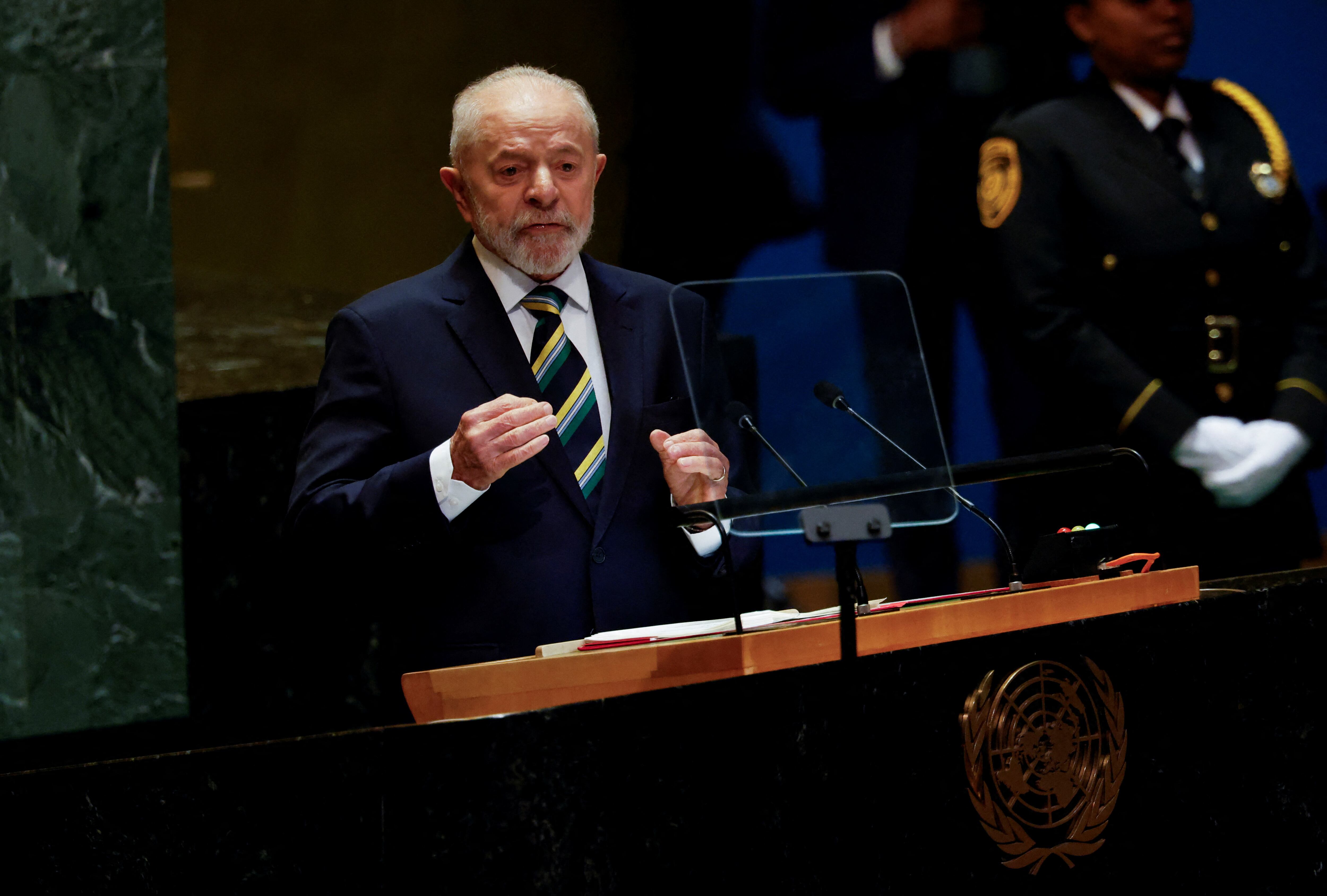 El presidente de Brasil, Luiz Inácio Lula da Silva, se dirige a la 79ª Asamblea General de las Naciones Unidas en la sede de la ONU en Nueva York, Estados Unidos, el 24 de septiembre de 2024. REUTERS/Shannon Stapleton