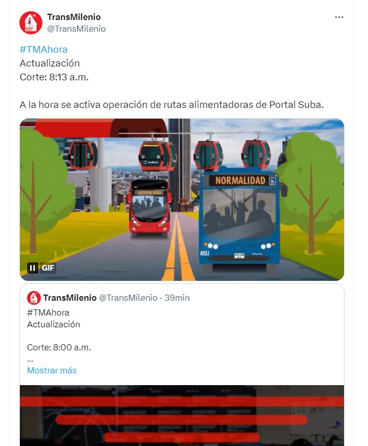 crédito @TransMilenio/X