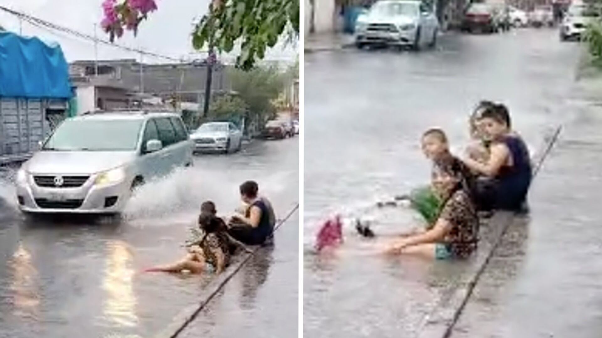 “Sólo quiero ser uno de ellos”: niños se hacen virales en TikTok por jugar con el agua de inundaciones en Monterrey