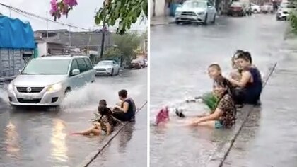 “Sólo quiero ser uno de ellos”: niños se hacen virales en TikTok por jugar con el agua de inundaciones en Monterrey | VIDEO