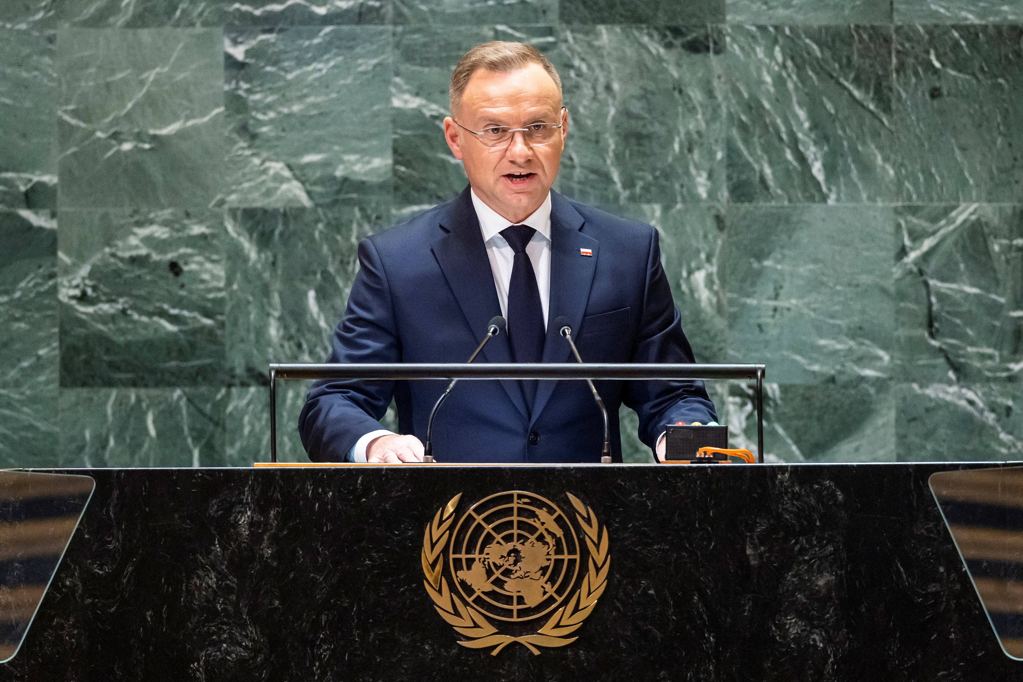 Andrzej Duda, presidente de Polonia, habló en la 79° Asamblea General de la ONU en Nueva York (REUTERS/Eduardo Munoz)