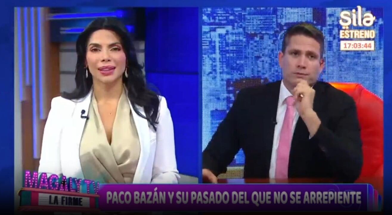 Paco Bazán no apoya la molestia de Ely Yutronic por la exposición de su pasado candente. (Captura: Magaly TV La Firme)