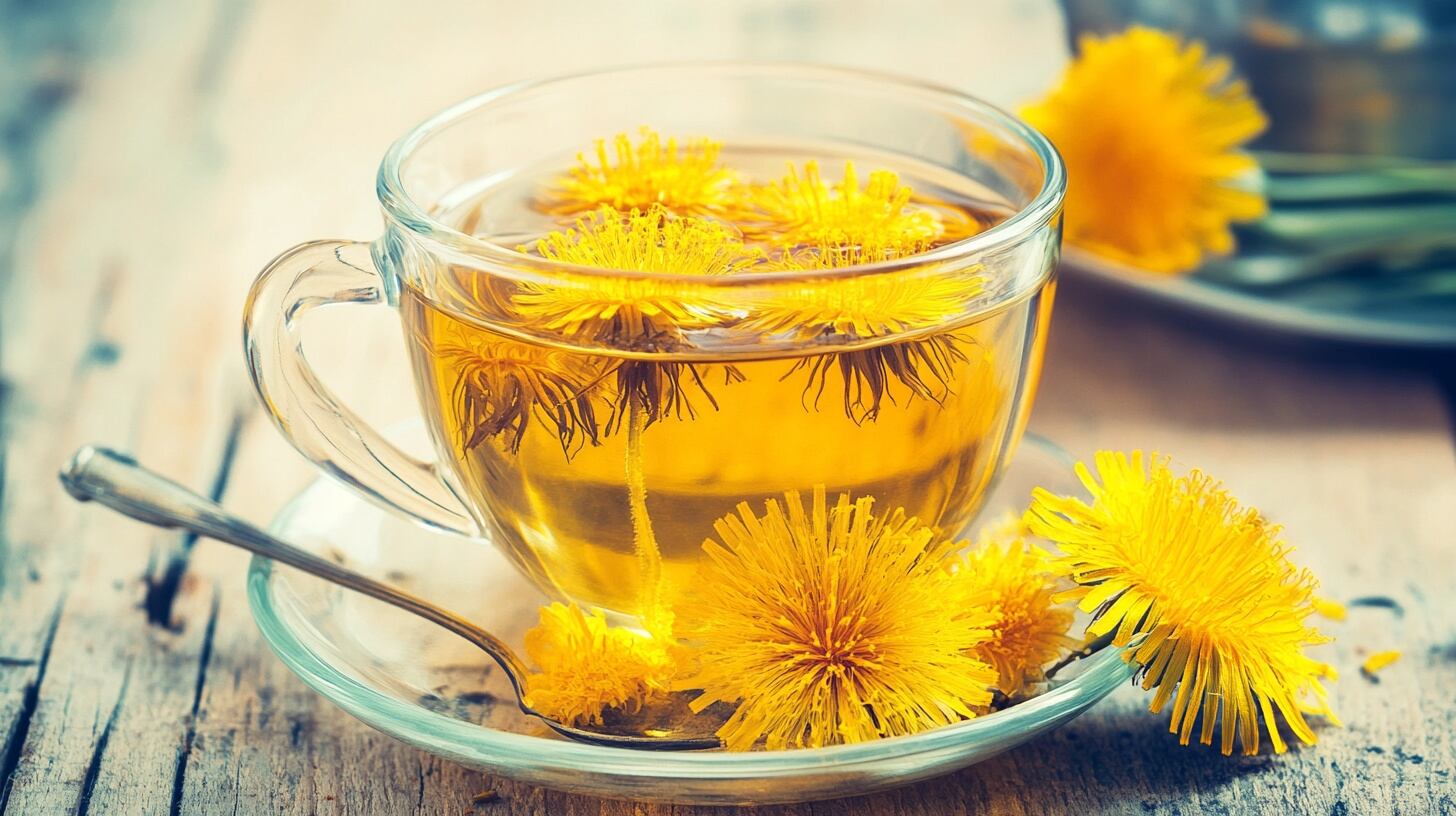 Té de diente de león, infusión saludable y natural, rica en antioxidantes, beneficios digestivos y detoxificantes, bebida diurética, plantas medicinales - (Imagen Ilustrativa Infobae)