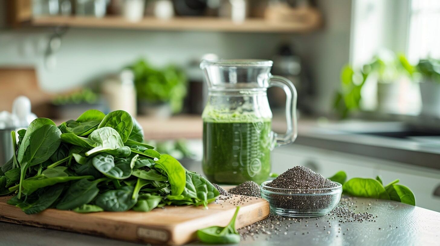 Bebida verde de espinaca con semillas de chía, rica en nutrientes y antioxidantes. - (Imagen Ilustrativa Infobae)