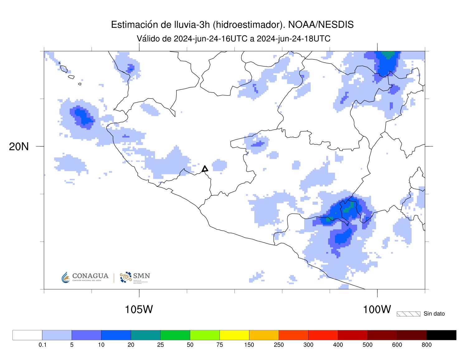 Imagen 3: Hidroestimador de las últimas tres horas.