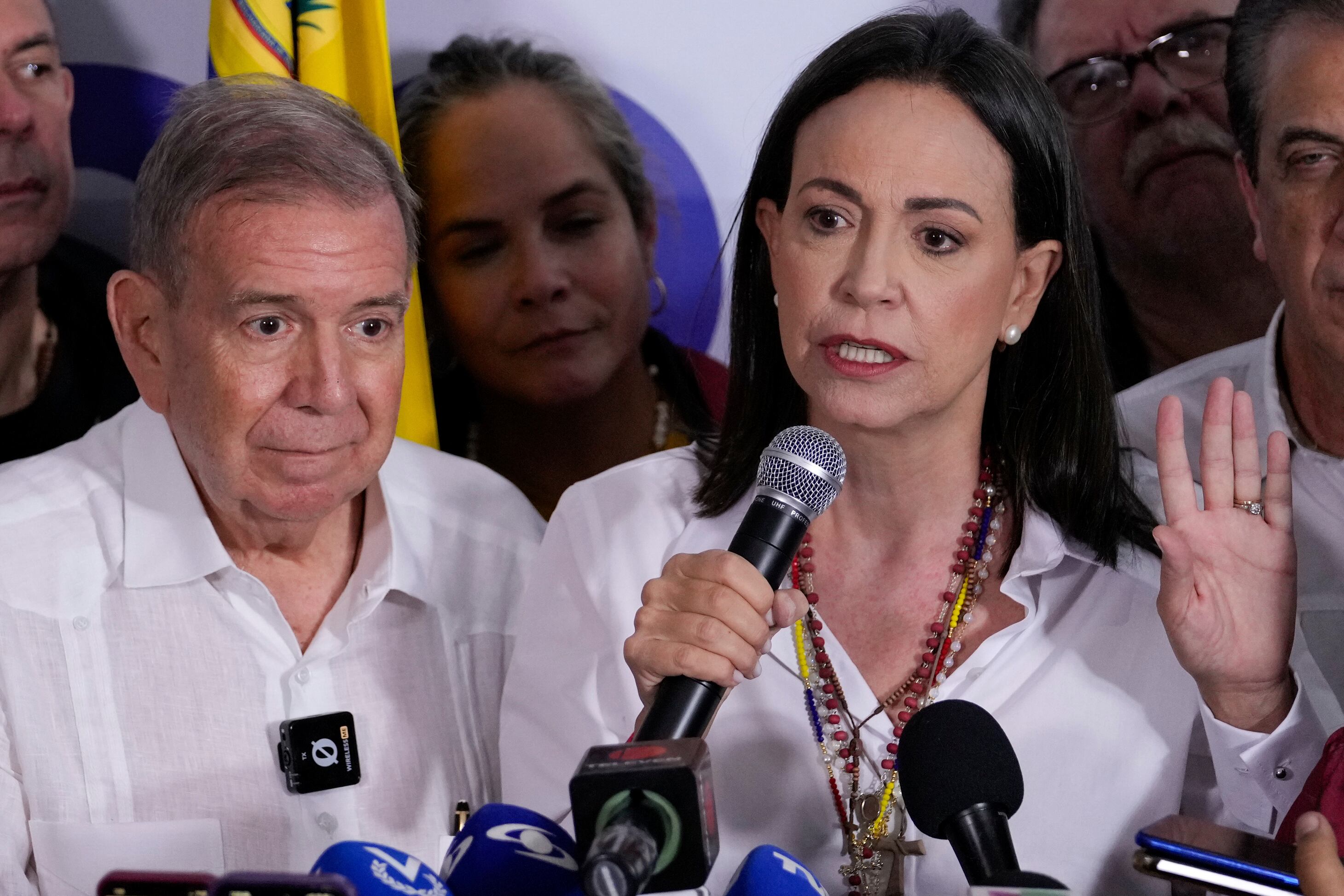 La líder opositora María Corina Machado y el candidato presidencial Edmundo González (AP/Matías Delacroix)