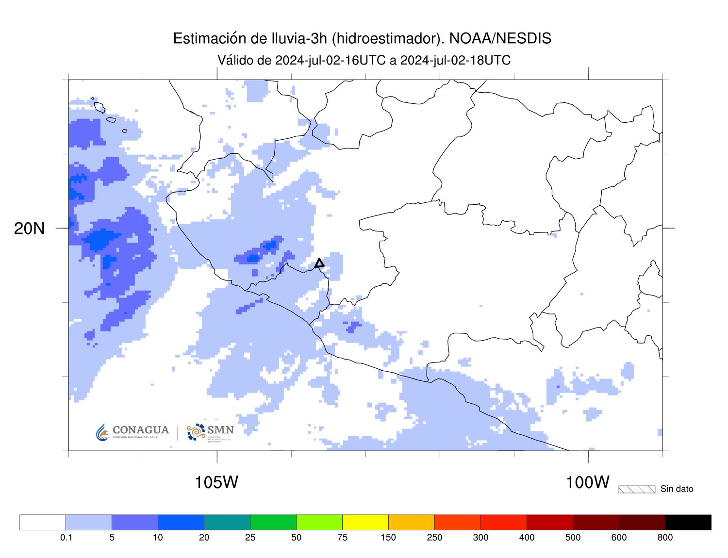 Imagen 3: Hidroestimador de las últimas tres horas.