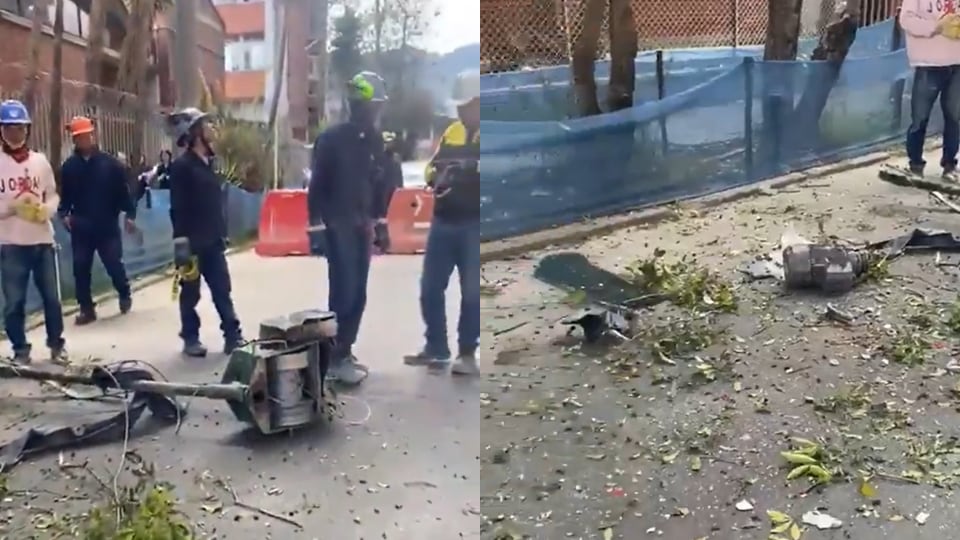 Incidente con grúa en Bogotá - Vehículo aplastado - Constructora Bolívar