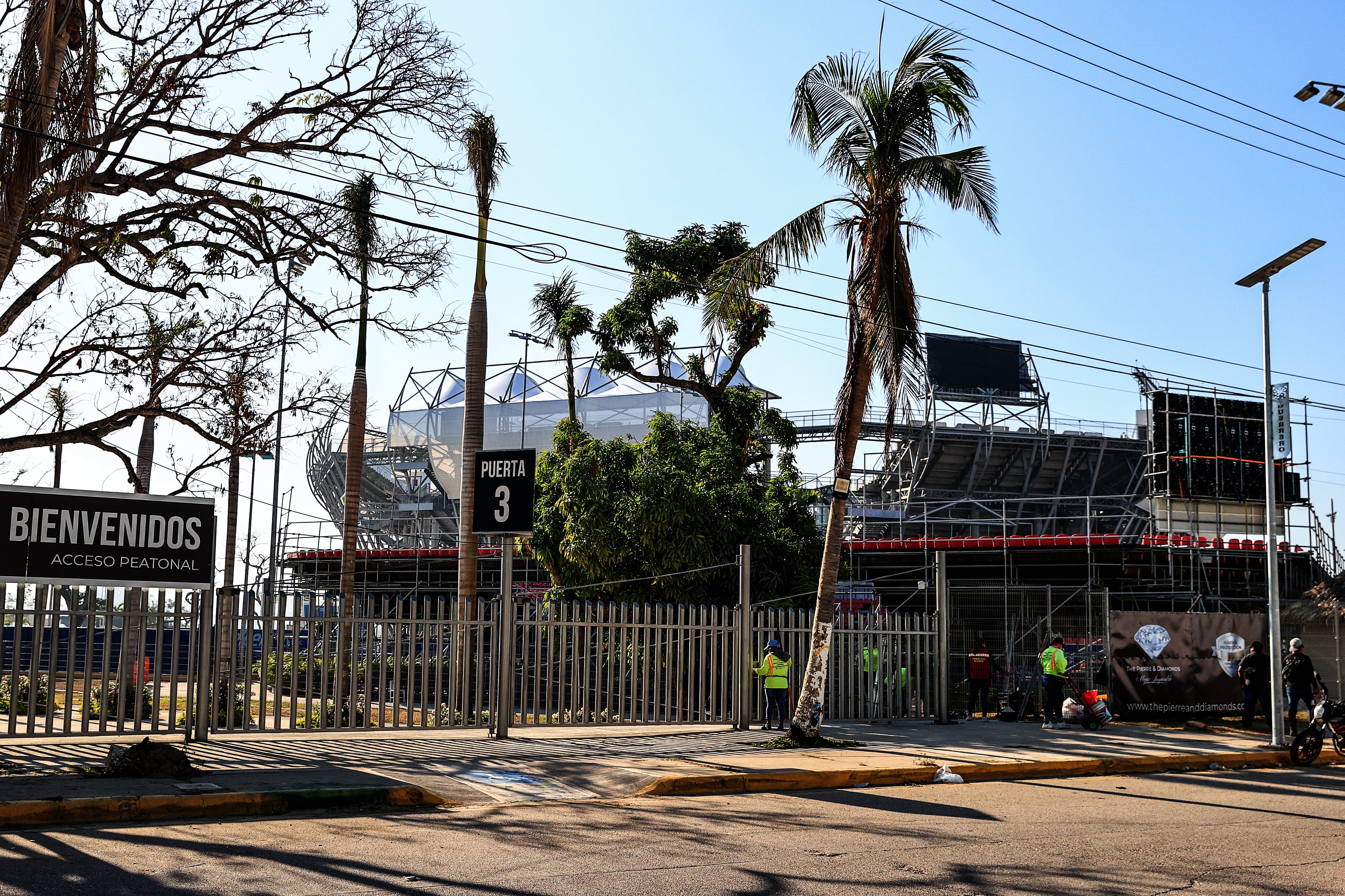 Así luce la Arena GNP de Acapulco, sede del Abierto Mexicano de Tenis, tras paso del huracán John 