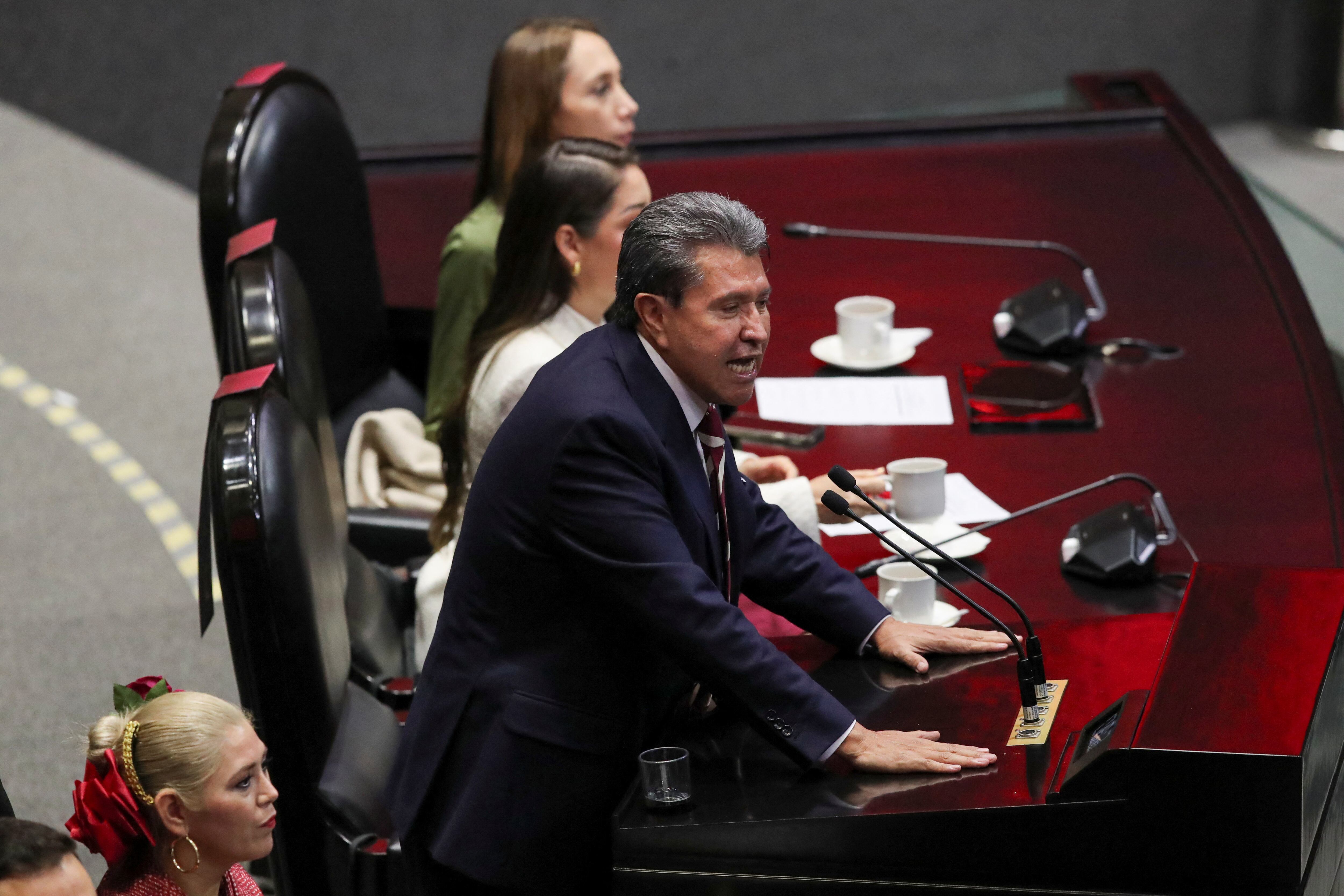 Member of the Mexican Chamber of Deputies Ricardo Monreal (MORENA) speaks on the day of Mexico's President-elect Claudia Sheinbaum's swearing in ceremony, in Mexico City, Mexico, October 1, 2024. REUTERS/Henry Romero