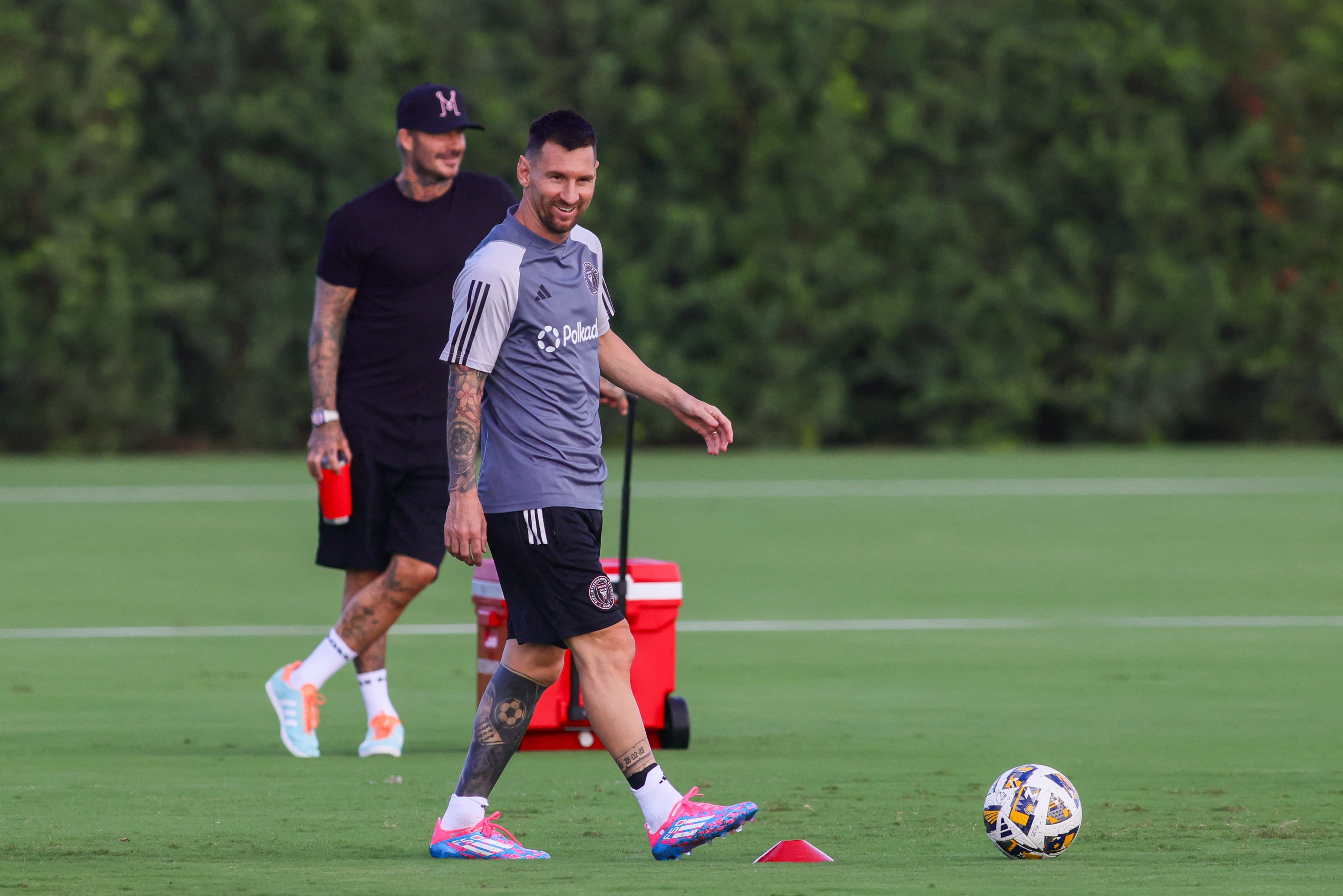 Messi, en un entrenamiento del Inter Miami de la semana pasada (Sam Navarro-USA TODAY Sports)