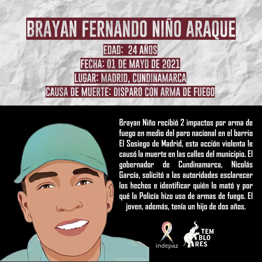 Niño Araque tenía 24 años al momento de recibir el impacto del proyectil que le quitó la vida y dejó a su hijo, quien nació en agosto de 2019 - crédito @Indepaz/X