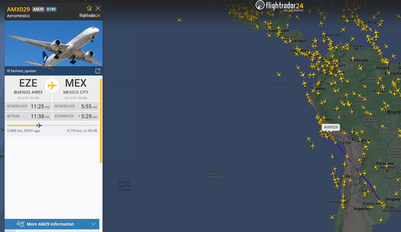 Avión en el que viajó Carlos Ahumada. (FlightRadar24)