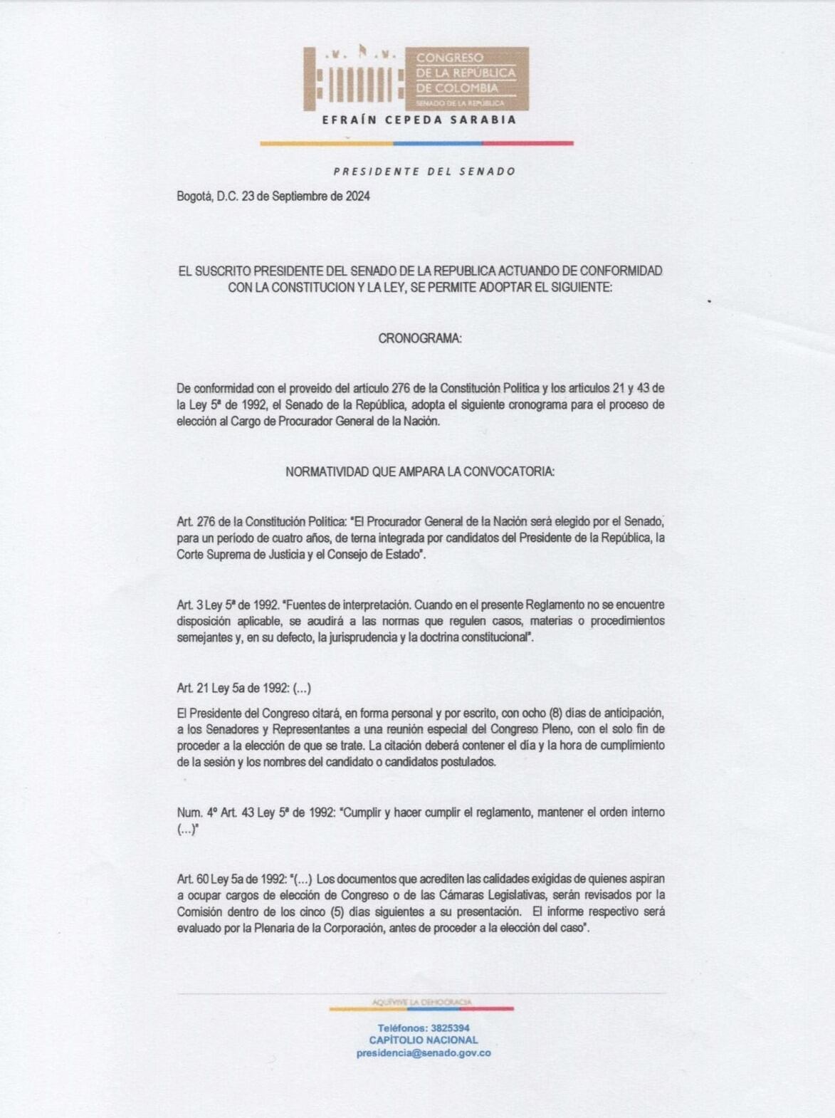 Senado define fecha para la elección del nuevo procurador General