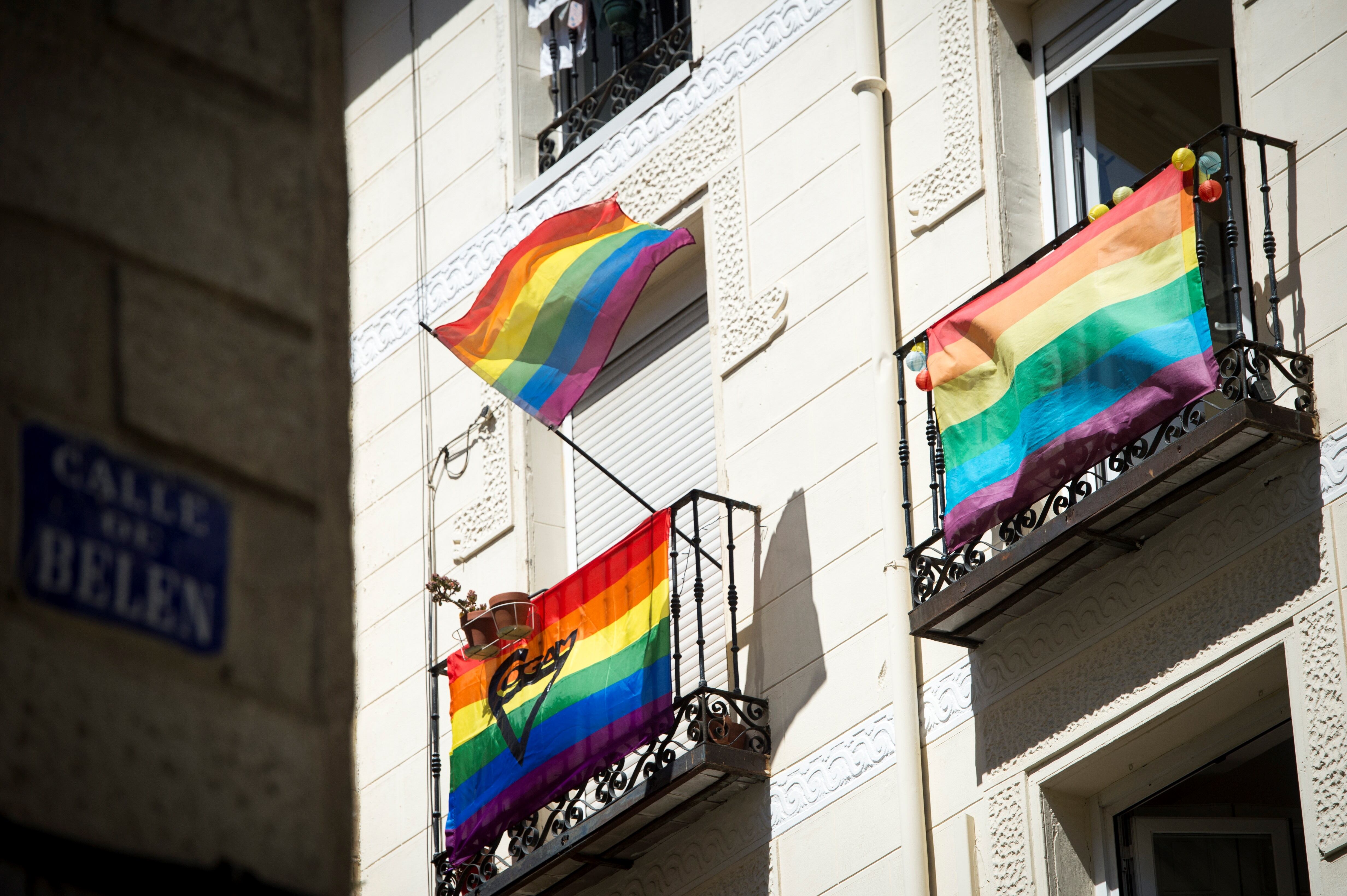 Banderas arcoiris del Orgullo LGTBI en Madrid. EFE/Luca Piergiovanni
