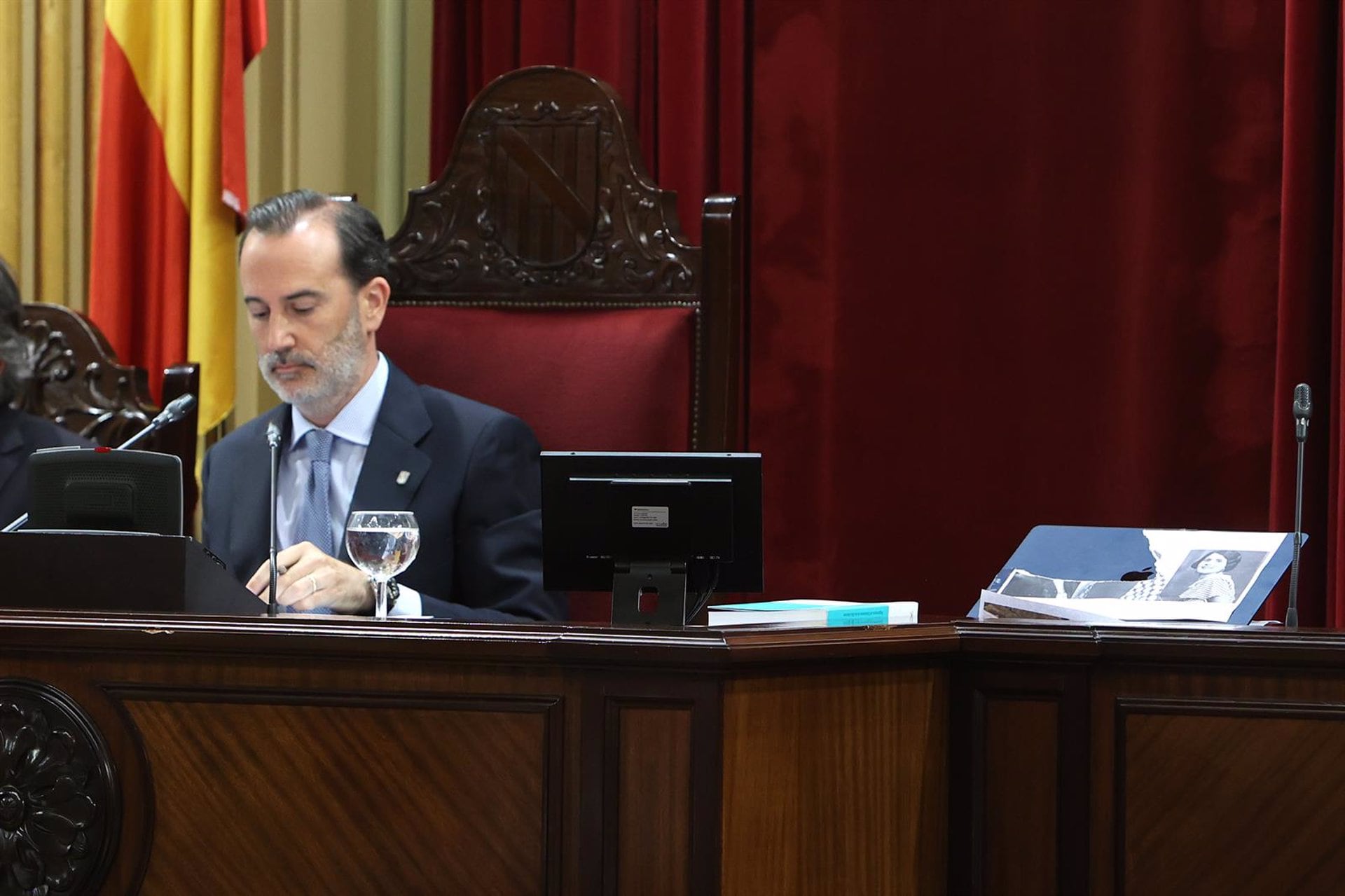 El presidente del Parlament, Gabriel Le Senne, durante una sesión plenaria, en el Parlament balear, a 18 de junio de 2024, en Palma de Mallorca. (Isaac Buj/Europa Press)
