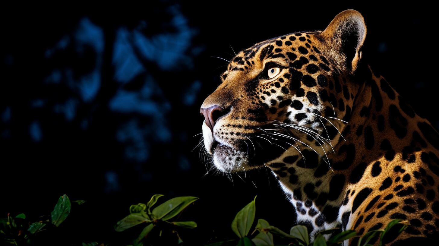 Jaguar bajo la luna llena
Retrato de jaguar en vista lateral
Enfoque cercano de felino
Fotografía estilo National Geographic
Imagen de un jaguar en vista lateral y primer plano, bajo la luz de la luna llena. Un retrato cautivador al estilo National Geographic. (Imagen ilustrativa Infobae) - visualesIA