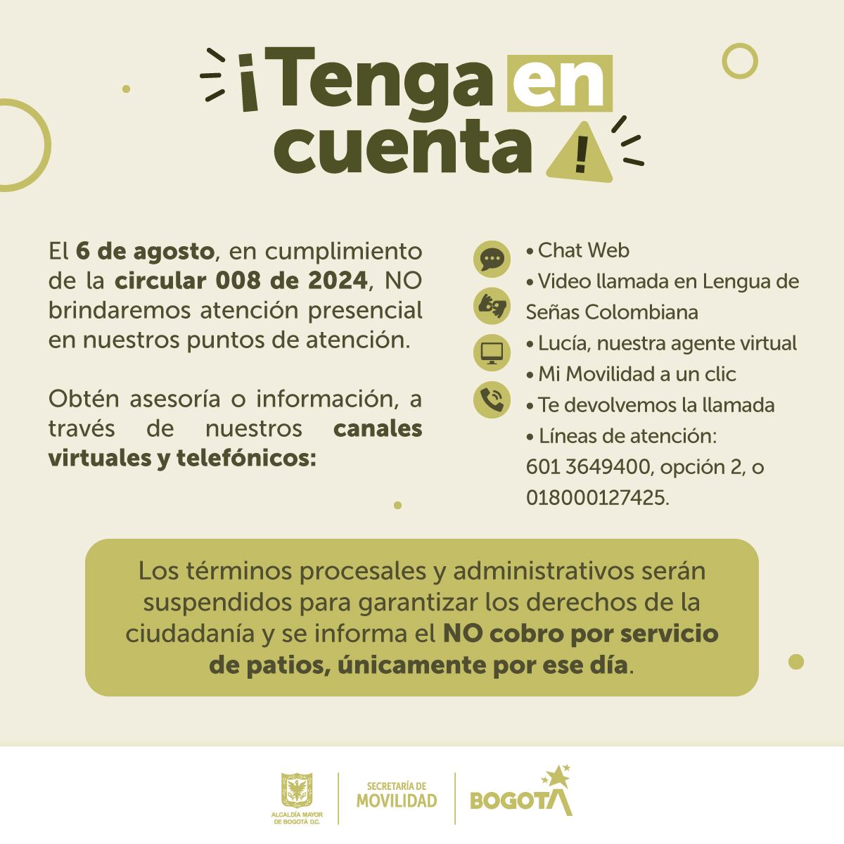 Tenga en cuenta que esta medida solo aplicará el martes 6 de agosto - crédito @SectorMovilidad/X