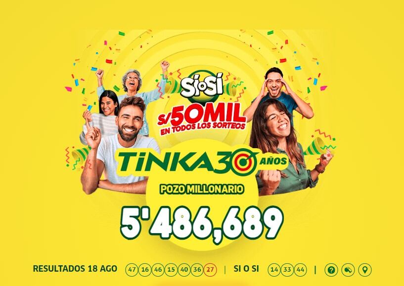 La Tinka: video del último sorteo y las jugadas ganadoras de este domingo 18 de agosto de 2024